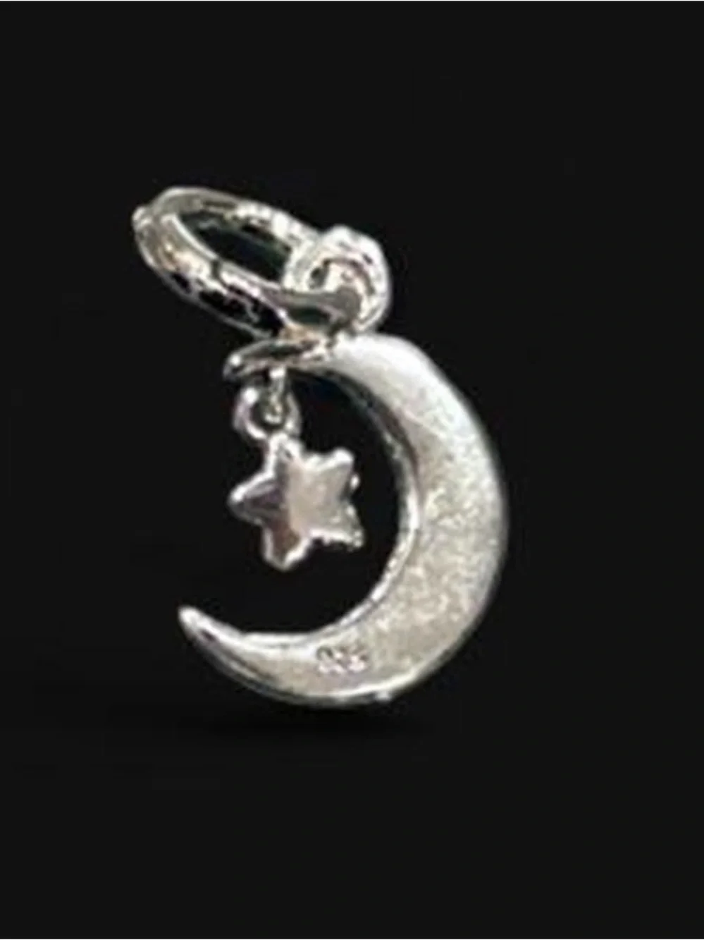 Stamped 925 Sterling Silver Crescent Moon with Yellow Star Charm Pendant